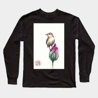 Beautiful Baby Bird on a Bashful Bud Long Sleeve T-Shirt